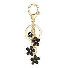 Initial Keychain White/Pink/Black Cute Keychain Girl Purse Charms for Black-a