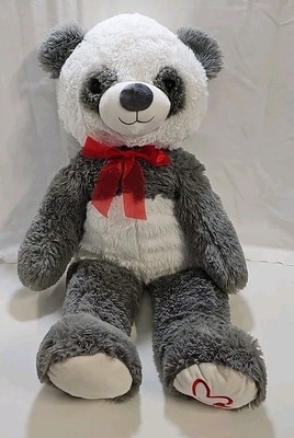 Walmart Panda Bear Heart On Foot Plush Toy Red Bow Long Legs Floppy 35 Inch