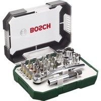Bosch Schrauberbit- / Ratschen-Set, 26-Teilig, Knarre (GrüN)