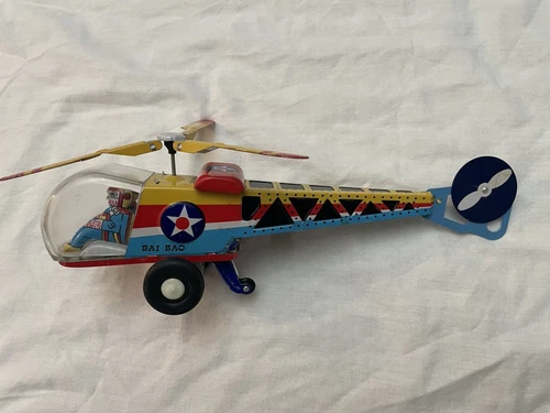 Schylling Tin Friction Working Army Air Corps Helicopter Whirlybird