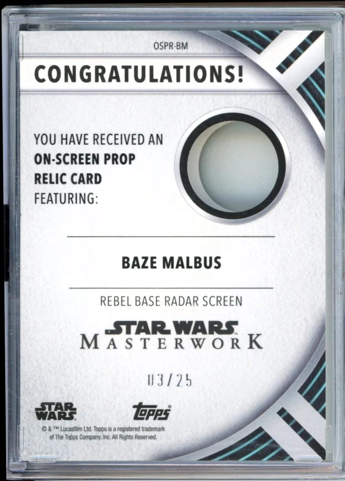 2024 TOPPS STAR WARS MASTERWORK BAZE MALBUS ON-SCREEN USED PROP RELIC RED #D /25 - Image 2 of 2