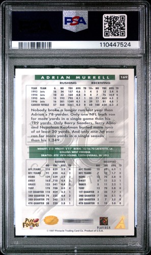 1997 Score Adrian Murrell Reserve Collection #169 PSA 8 - Picture 2 of 2