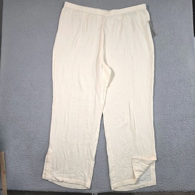 Soft Surroundings Key Biscayne Gauze Wide Leg Pants Womens Plus 2X  22W Ivory