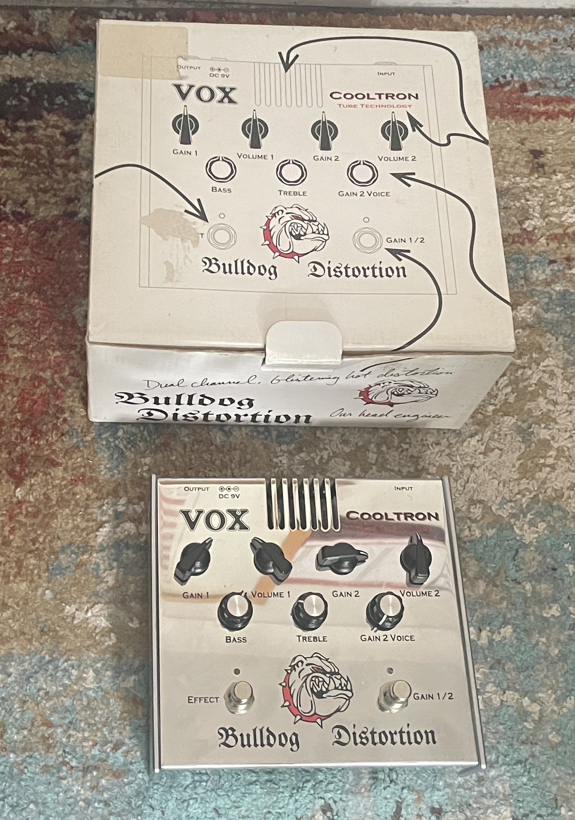 Vox Cooltron Bulldog, Valve (Tube) Dual Distortion Guitar Pedal Boxed!