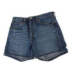 Levis 501 Mid Thigh Denim Shorts Womens 30 Blue High Rise Button Fly 56327-0082