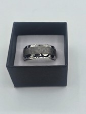 Shane Co. Textured Cobalt and Meteorite Mens Ring with Hammered Edge (9mm) Mens9