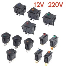 12V/220V LED Light Round ON/OFF Rectangle Rocker Switches for Car Van Dash Boat