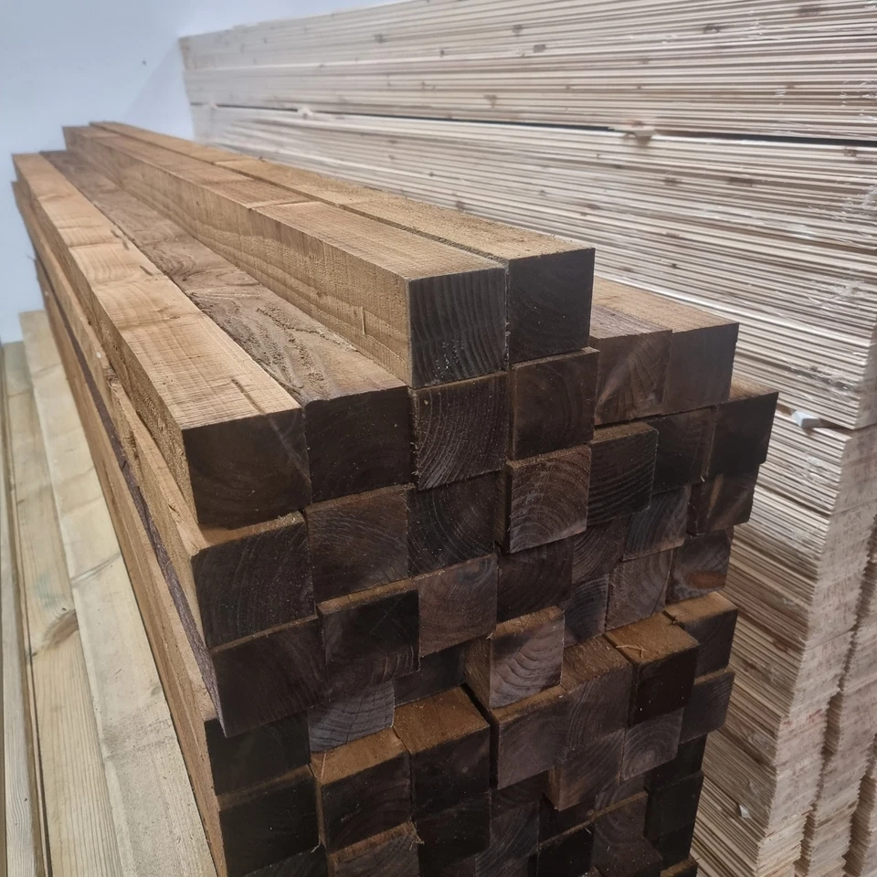 Fence Posts Timber Post 3x3 75mm 4x4 100mm Wooden Treated Fencing Tanalised Gate - Image 2 of 2