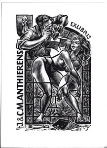 FRANK-IVO VAN DAMME: Exlibris für J. & C. M. Anthierens, Akt, Fotoapparat