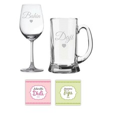 Yaya Cafe&trade; Beer Mug Wine Glass Combo, Coasters Set of 4 350ml, Clear