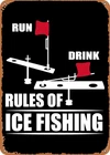 of Ice Fishing Drink - Retro Metal Tin Sign Vintage Plaque Poster for Home Kitch