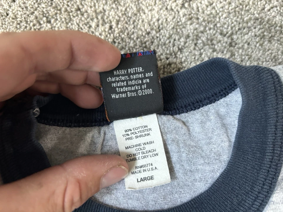 Vintage Harry Potter Shirt Youth Boys Large Gray Ringer Quidditch Golden Snitch - Image 4 of 4