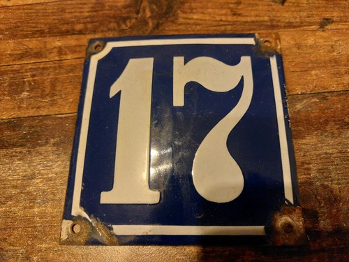 Emailleschild 17 Hausnummer Türschild Emailschild Blechschild Reklameschild Rar - Picture 1 of 4