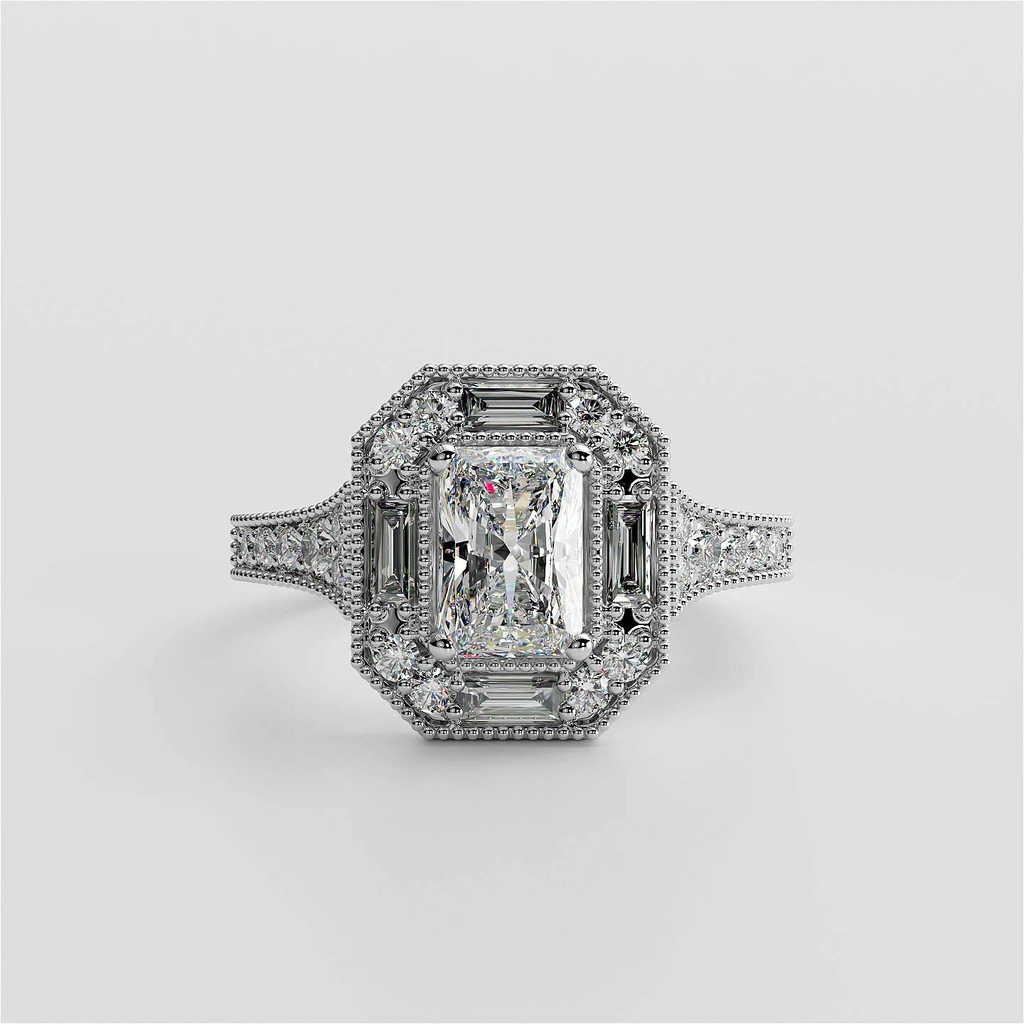 1.70 Ct F VS1 Emerald Lab Grown Diamond Ring IGI Certified 14k White Gold image-1