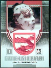 JIM RUTHERFORD   DETROIT RED WINGS 2-COLOR EMBOSSED GAME-USED PATCH /19  SP