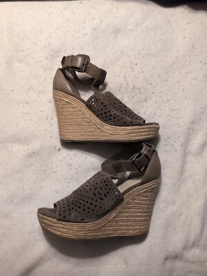 Marc Fisher Hasina Leather Suede Platform Espadrille Wedge