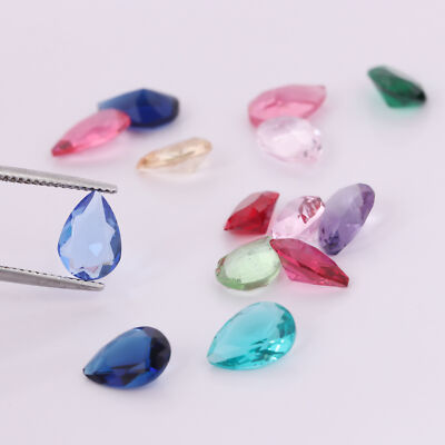 20 Ct./9 mm  Pear Cut Multi-color Mix Lot Gems 14 Pcs Lot For Jewelry Setting