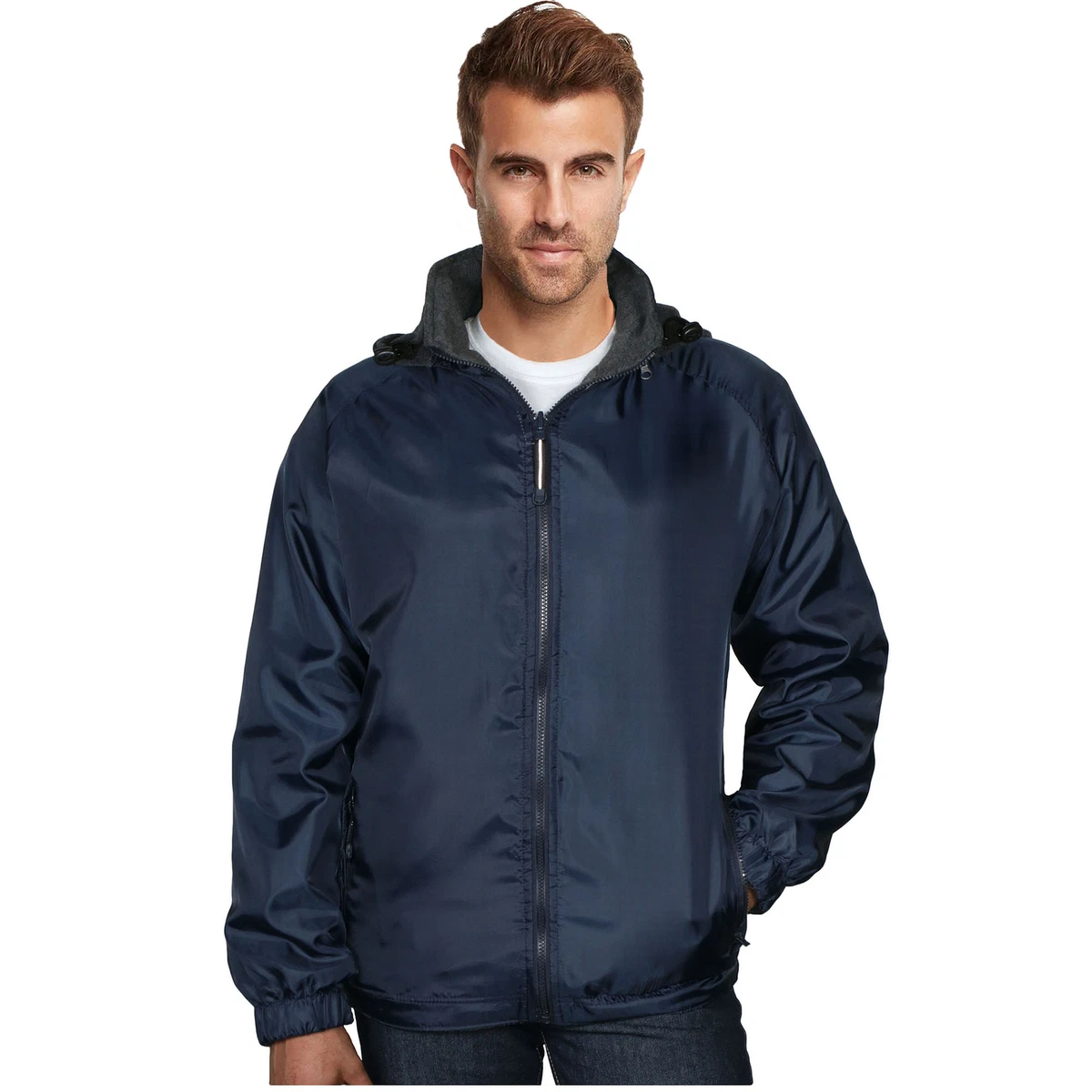 9 Crowns Maximos Men s Water Resistant Fleece Lined Wind Rain Hooded Jacket
