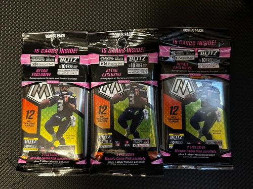 2021 Panini Mosaic Football Cards Cello Fat Pack. 15 Cards Lot of 3 - NEW