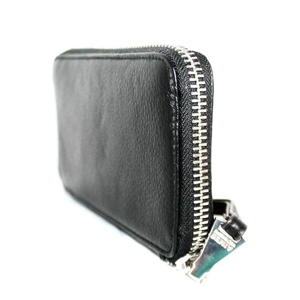 Skull Studded Zip-Around Wristlet Wallet – Vegan Vinyl, Card Slots, Phone Pocket