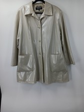 Pierrette Womens Coat Size 14 Ivory Faux Snake Skin Trench