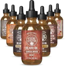 Viking Revolution Sandalwood Beard Oil - Beard Softener, Strengthens