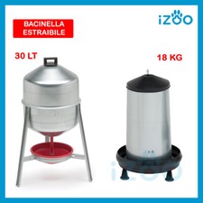 MANGIATOIA TRAMOGGIA 18 KG PER GALLINE POLLI E ABBEVERATOIO 30 LT IN LAMIERA 