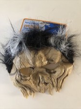 Halloween Furry Fiends Mask - Half Mask, Black and White Hair NEW