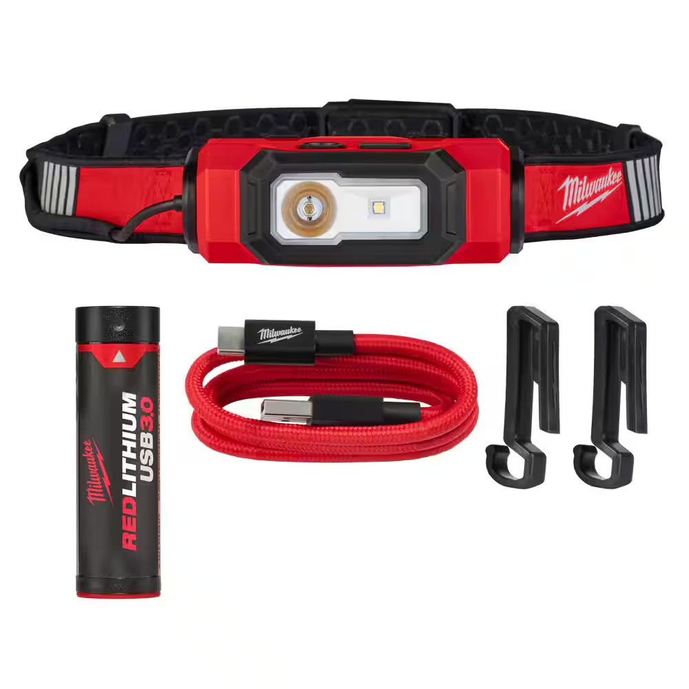 MILWAUKEE 600 Lumens LED REDLITHIUM USB 360-Degree Visibility Hard Hat Headlamp