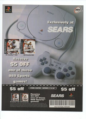 2001 PSOne Mini Console NFL Gameday 2002 NBA Shootout 2002 Sears $5 Off Print Ad