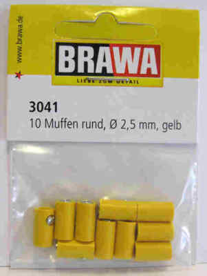 YELLOW Sockets for MARKLIN - OLD STYLE 2,5 mm - 10 pcs. - Brawa 3041 - NEW
