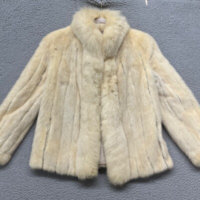 Koslow's Fur Coat Womens M Cream Vintage Boujee Mob Wife Old