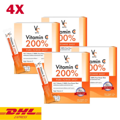 4x VC Vit C Vitamin C 200% 3,000 mg Pure Power Shot Powder Bright Healthy Skin