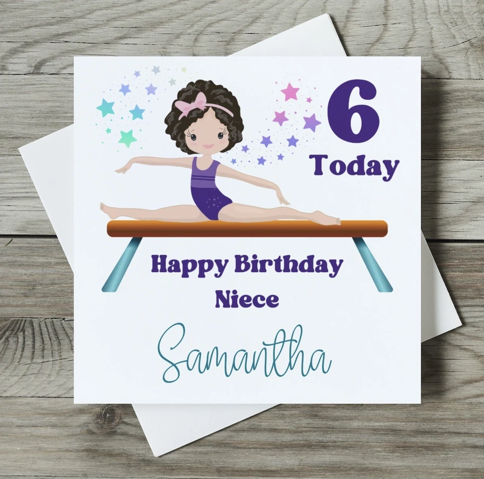 Personalised Gymnastics 5th 6th 7th 8th 9th Birthday Card Daughter Grandaughter - Image 2 of 2