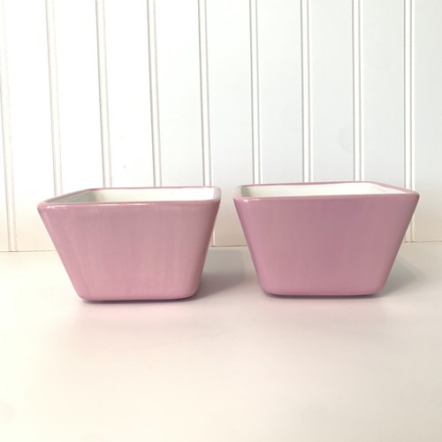 Pampered Chef Pink Square Bowls Help Whip Cancer Set Of 2 - Picture 2 of 10