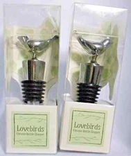 2009 Kate Aspen Lovebirds Chrome Bottle Stopper Set Of 2 NWT