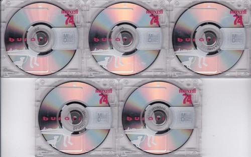 Lot de 5 Disques Minidisc Maxell 74 min - MD - NEUF