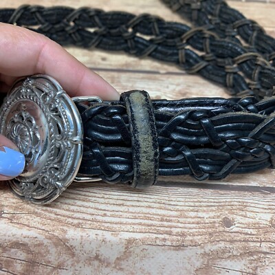 Vintage Brighton Belt Womens M 30 Black Weave Genuine  display picture 3
