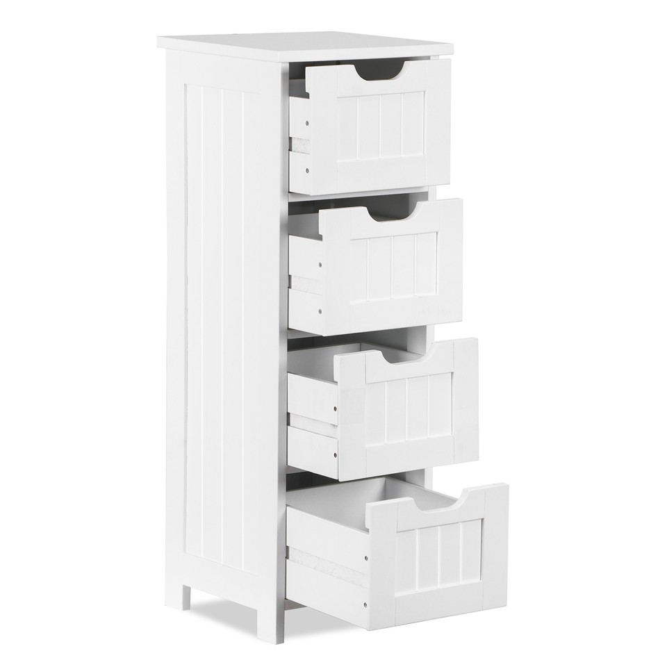 Fast worldwide delivery 4 Drawers Bathroom Floor Cabinet Storage Organizer White