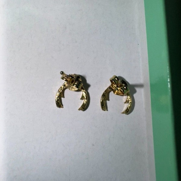 Alternate view of Nwt, Jeweled 14k Gold-plated Antler Stud Earrings With Cubic Zirconia, Gold