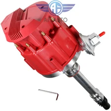 Racing HEI Distributor w/ Super Coil For SBC Chevy 305 350 400 Small Block Red