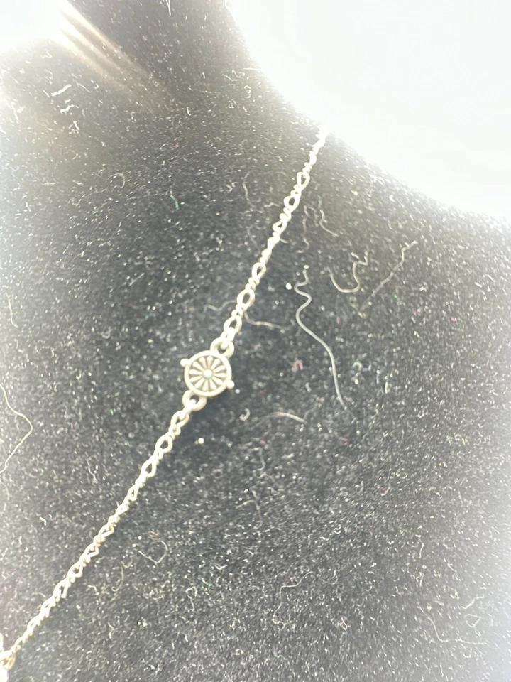 Lucky Brand Silver Tone Turquoise Flower Hummingbird 18" Reversible Necklace - Image 3 of 4