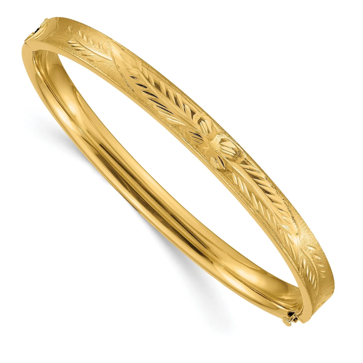 14k Yellow Gold 4 16 Oversize Diamond Cut Concave Hinged Bangle