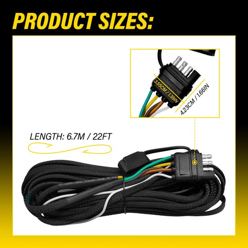 For Marine Boat Trailer Tail Lights 4 Pin 5 Wire Flat Trailer Wiring Harness Kit - Picture 2 of 9