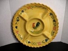 ROOSTER BY HOME LARGE DIVIDED DISH SERVER CHIP AND DIP  16.5 INCH