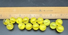 Vintage Marbles Glowing Yellow Cats Eye Lot Of 15