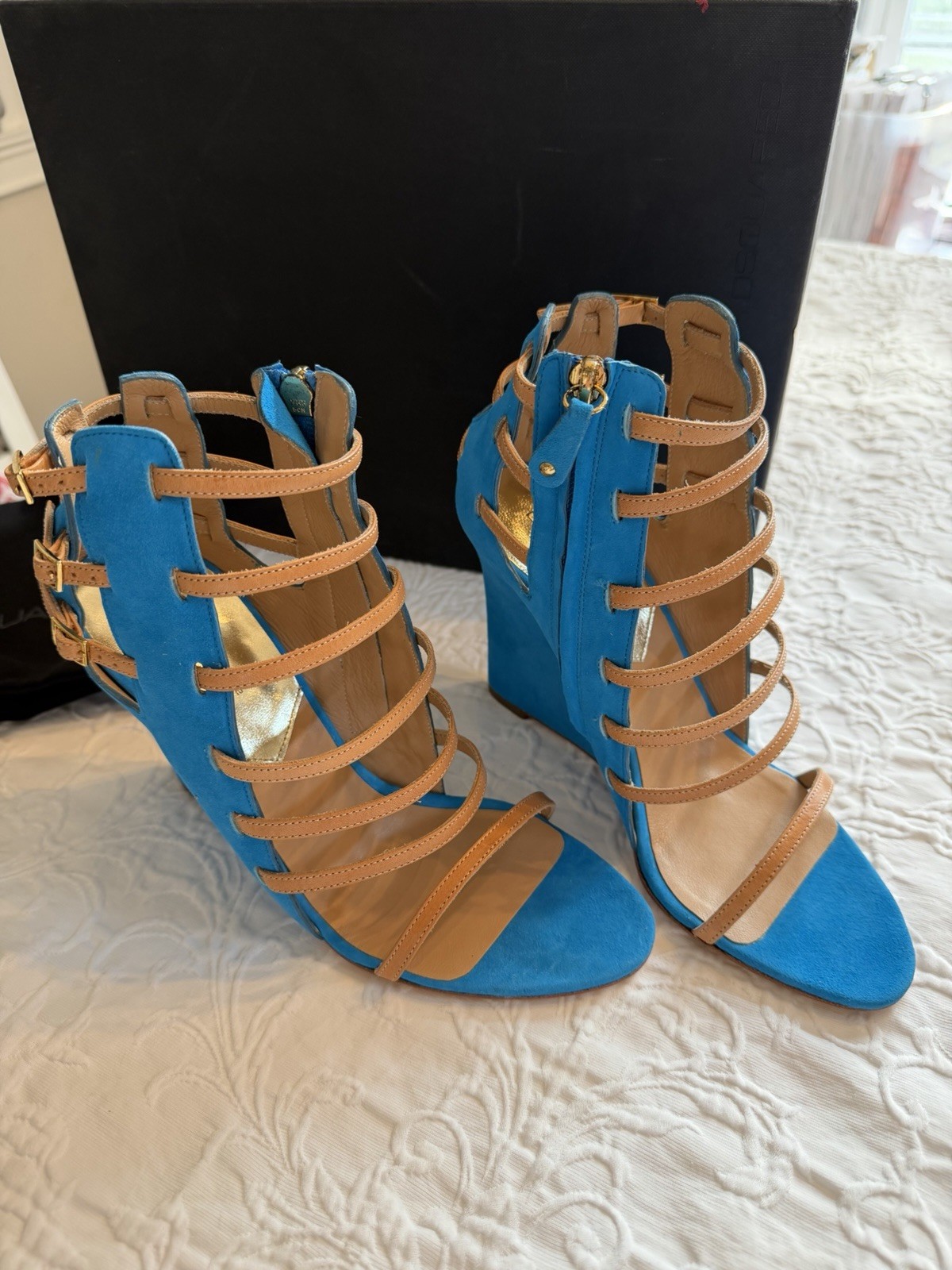 DSQUARED2 S13W205102 34 WEDGE SIENNA CAMOSCIO AZZURRO #9us $769 image 6