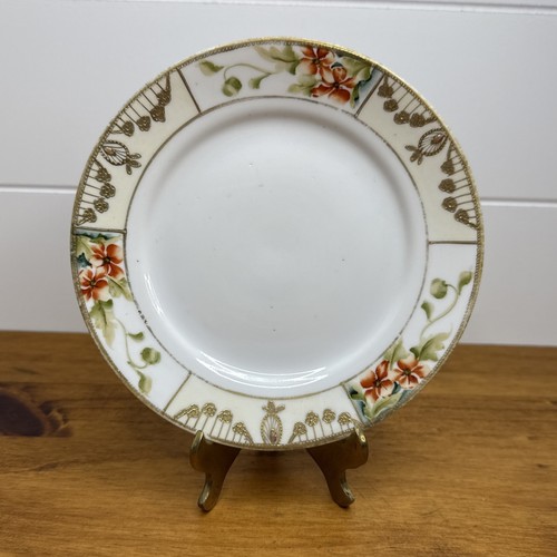 Antique 1910’s Noritake Nippon Saucer “Marked M” Japan Made Gold & Orange 6 1/8” - Picture 7 of 23