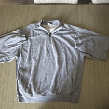 Nike Men's Gray Fleece Pullover Sweatshirt 1/4 Zip Mock Neck Size L