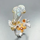Rose carving Natural Labradorite Ring 925 Sterling Silver Size 7 /R463205